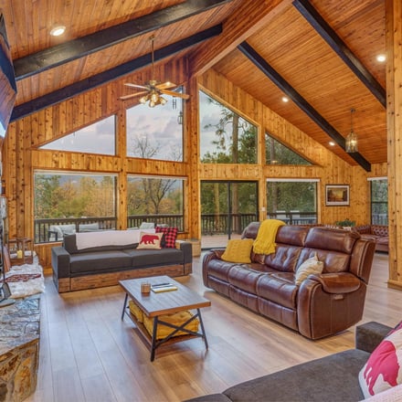 Summit Cabin lodge exterior surrounded by forest